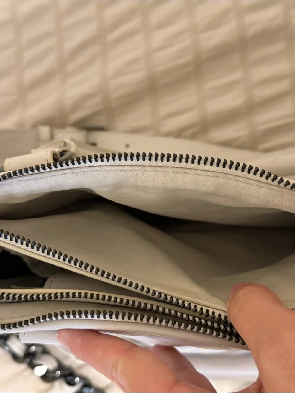 Steve Madden Cream Quilted Satchel with Chain Strap